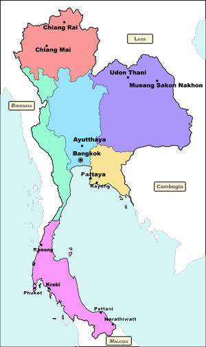 Mappa della Thailandia